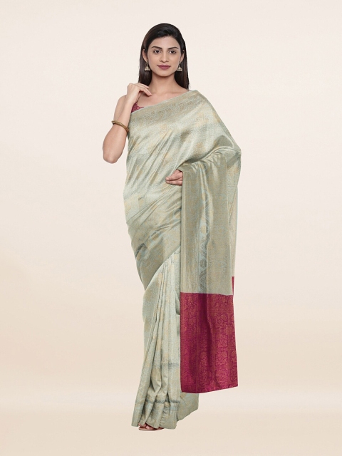 

Pothys Grey & Maroon Floral Zari Art Silk Banarasi Saree