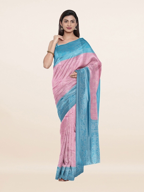 

Pothys Pink & Blue Woven Design Art Silk Saree