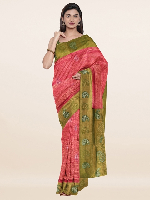 

Pothys Pink & Green Woven Design Art Silk Saree