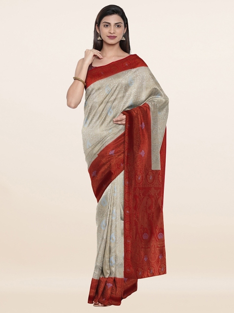 

Pothys Cream-Coloured & Maroon Woven Design Banarasi Art Silk Saree