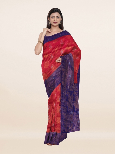

Pothys Red & Navy Blue Woven Design Banarasi Art Silk Saree, Pink