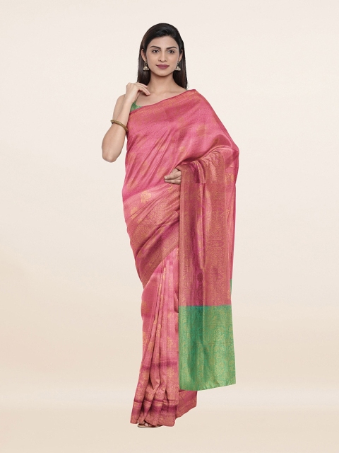 

Pothys Pink & Green Woven Design Banarasi Art Silk Saree