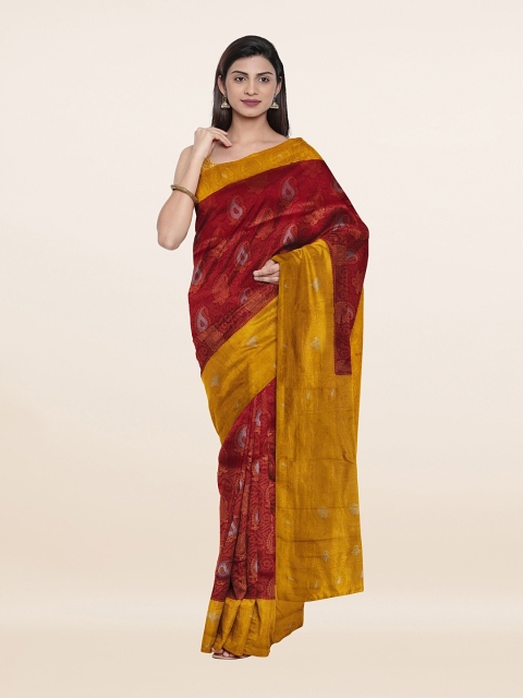 

Pothys Maroon & Mustard Woven Design Art Silk Saree