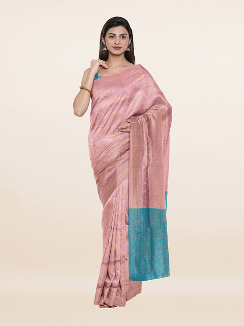 

Pothys Pink & Blue Woven Design Art Silk Saree
