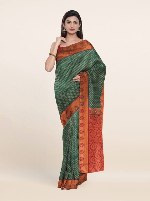 

Pothys Green & Orange Woven Design Pure Silk Saree