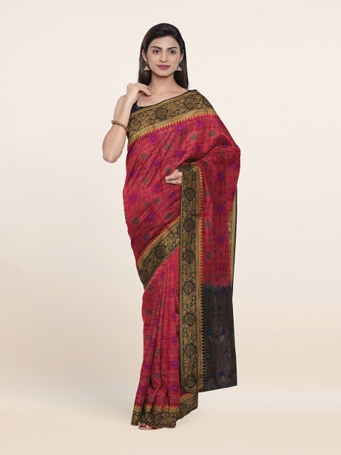 

Pothys Pink & Gold-Toned Woven Design Art Silk Saree