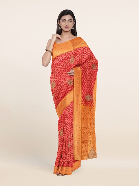 

Pothys Pink & Yellow Woven Design Pure Silk Saree