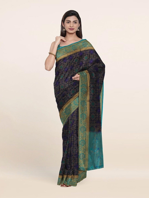 

Pothys Navy Blue & Green Woven Design Art Silk Saree