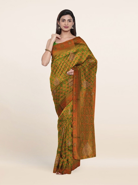 

Pothys Green & Gold-Toned Woven Design Pure Silk Saree