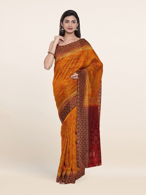 

Pothys Mustard & Maroon Woven Design Art Silk Saree