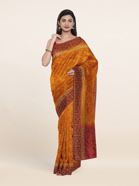 

Pothys Mustard & Maroon Woven Design Art Silk Saree