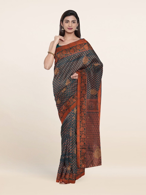 

Pothys Green & Gold-Toned Woven Design Pure Silk Saree