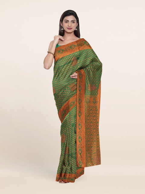 

Pothys Green & Gold-Toned Woven Design Pure Silk Saree