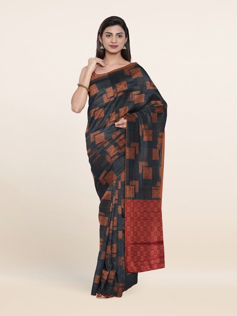 

Pothys Grey & Magenta Floral Zari Saree