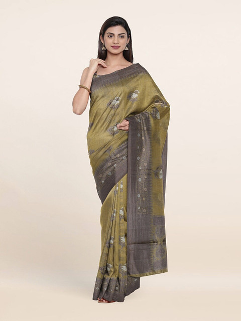 

Pothys Green & Grey Woven Design Saree