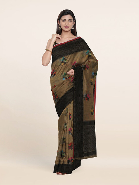 

Pothys Tan & Green Woven Design Saree