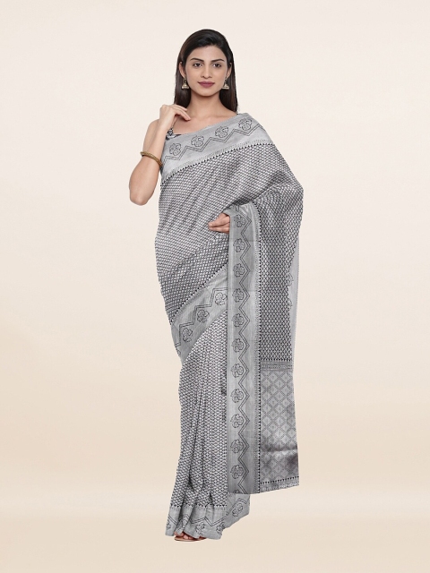 

Pothys Silver-Toned & Black Zari Art Silk Saree