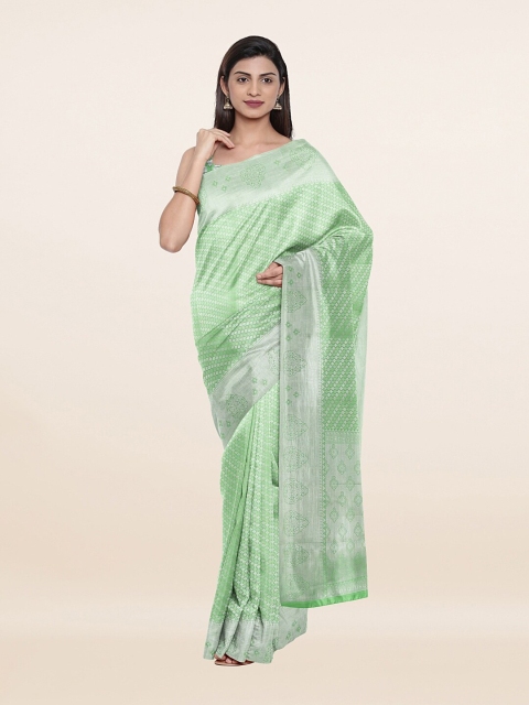 

Pothys Green & Silver-Toned Ethnic Motifs Banarasi Art Silk Saree