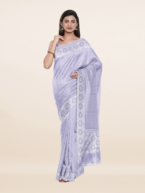 

Pothys Lavender & Silver-Toned Ethnic Motifs Banarasi Art Silk Saree