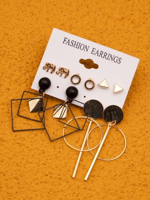 

anore Gold-Toned Geometric Studs Earrings
