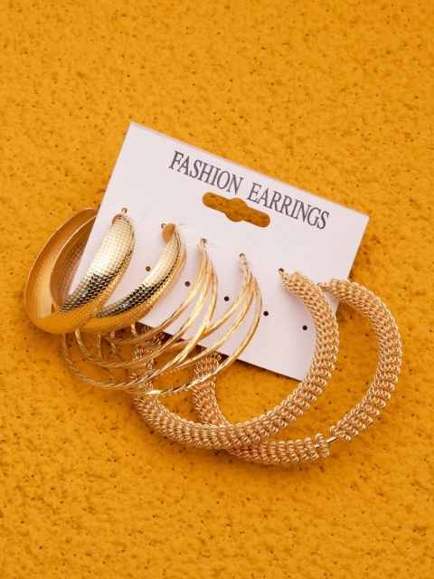 

anore Gold-Toned Geometric Hoop Earrings