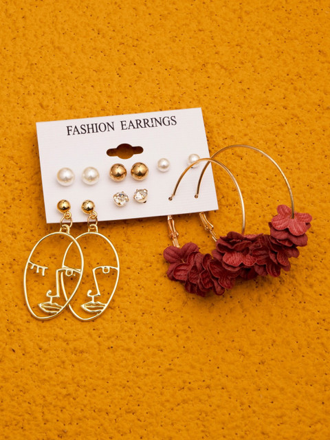 

anore Gold-Toned Geometric Studs Earrings