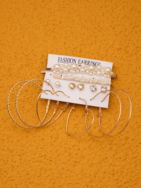 

anore Gold-Toned Geometric Studs Earrings