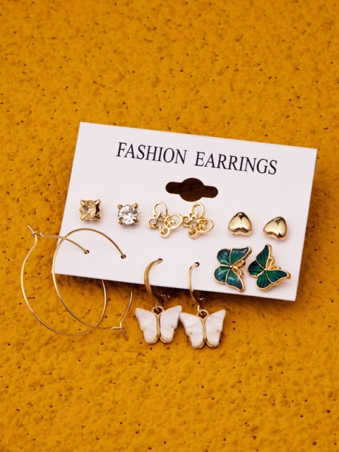 

anore Gold-Toned Circular Studs Earrings