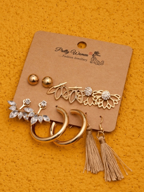 

anore Gold-Toned Circular Drop Earrings