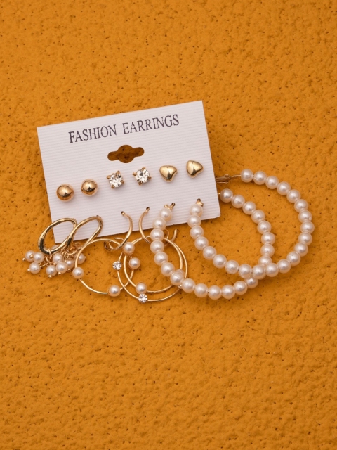 

anore Gold-Toned Geometric Studs Earrings