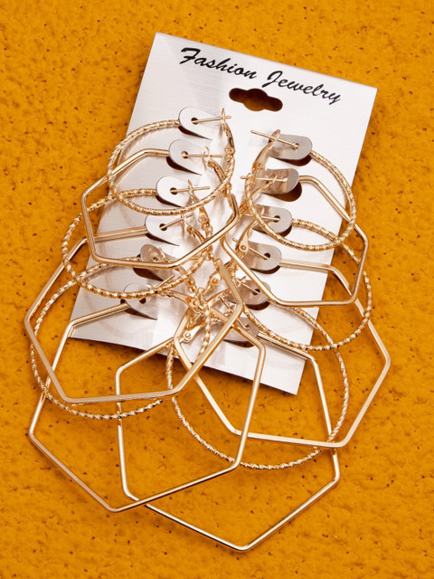 

anore Gold-Toned Circular Hoop Earrings