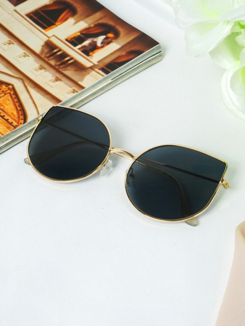 

Ferosh Unisex Black Lens & Gold-Toned Cateye Sunglasses