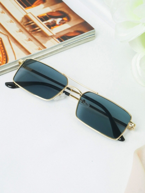 

Ferosh Unisex Black Lens & Gold-Toned Rectangle Sunglasses MARSU-1030