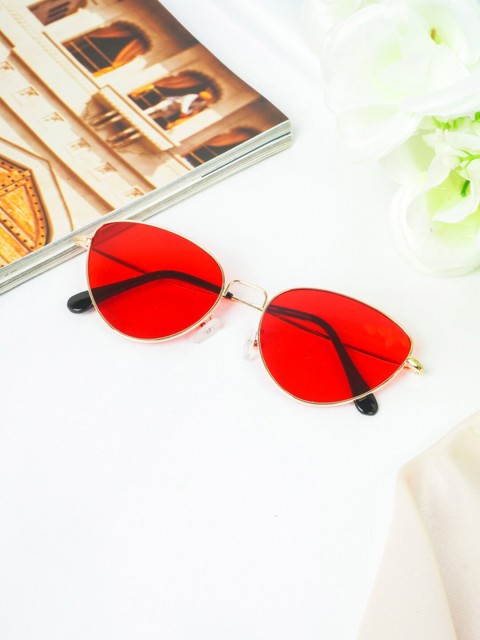 

Ferosh Unisex Red Lens & Gold-Toned Cateye Sunglasses