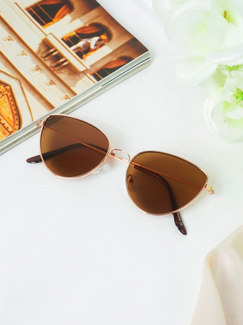 

Ferosh Unisex Brown Lens & Brown Cateye Sunglasses, Yellow