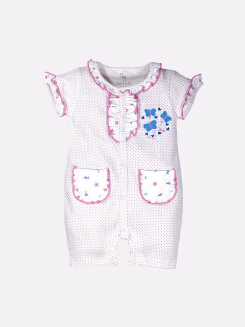 

BABY GO Girls Pink Printed Rompers