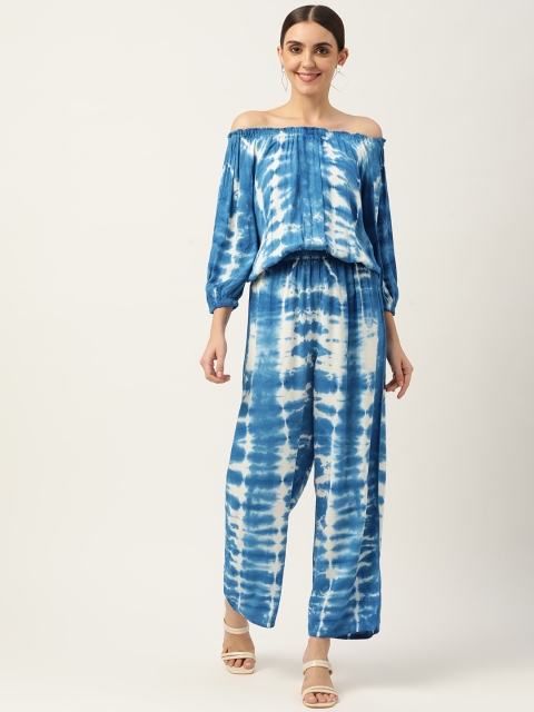 

Maaesa Women Blue & White Tie & Dyed Co-Ords