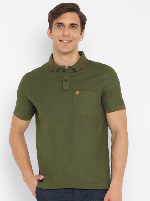 

Turtle Men Olive Green Polo Collar Slim Fit T-shirt