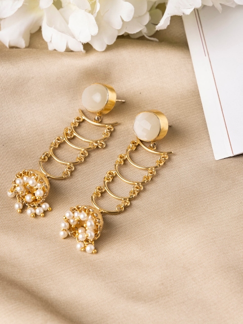 

INDYA Gold-Toned Contemporary Drop Earrings