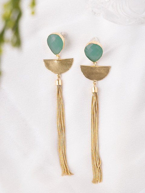 

INDYA Green Contemporary Drop Earrings