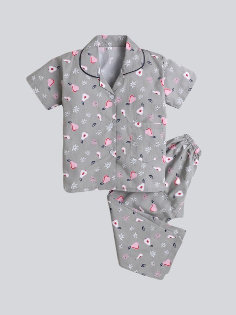

The Magic Wand Kids Grey Printed Night suit