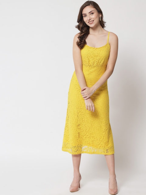 

Samshek Yellow Formal A-Line Midi Dress