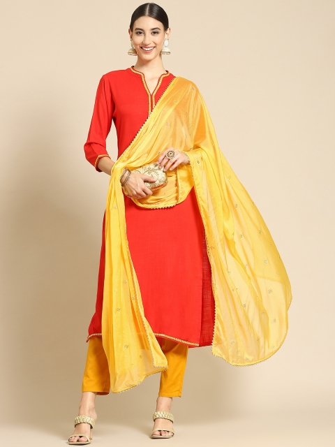 

Saadgi Yellow Ethnic Motifs Embroidered Dupatta with Chikankari