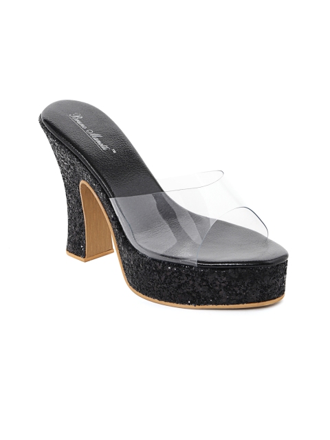 

Bruno Manetti Women White & Black Shimmer Block Heels