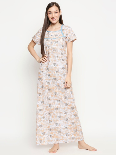 

XIN Yellow Printed Maxi Nightdress