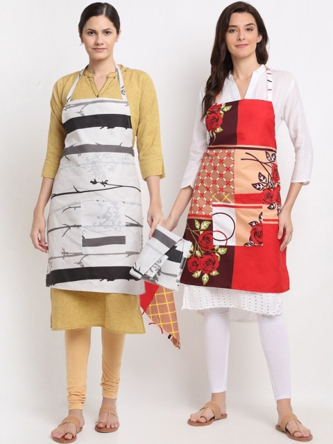 

Dhrohar Set of 2 Multicolored Printed 210TC Cotton Apron With Napkin, Multi