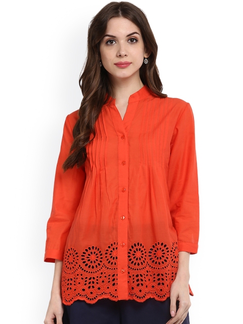 

Bhama Couture Women Orange Solid Smart Fit Shirt