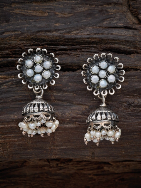 

Kushal's Fashion Jewellery White Contemporary Jhumkas Earrings