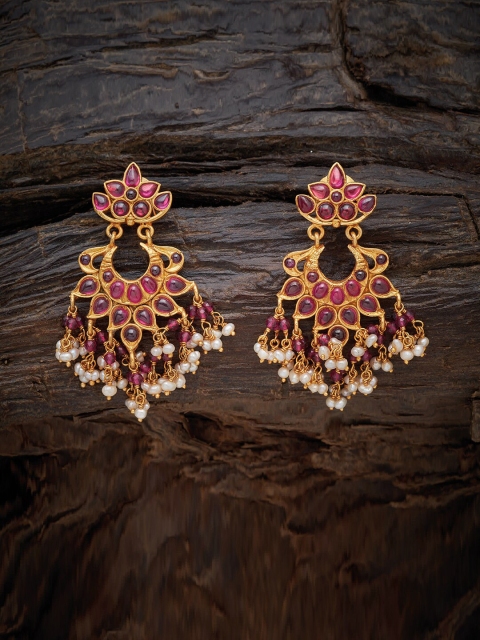

Kushal's Fashion Jewellery Red Contemporary Jhumkas Earrings