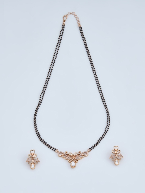 

Kushal's Fashion Jewellery White & Black Rose Gold-Plated Necklace